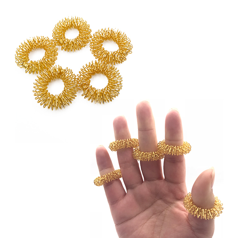 Finger Massage Rings Acupressure Blood Flow Health Wellness Gold Silver 5 pcs