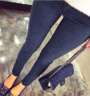Autumn and winter with thick velvet maternity denim trousers 2021 new backing denim washing fry jeans