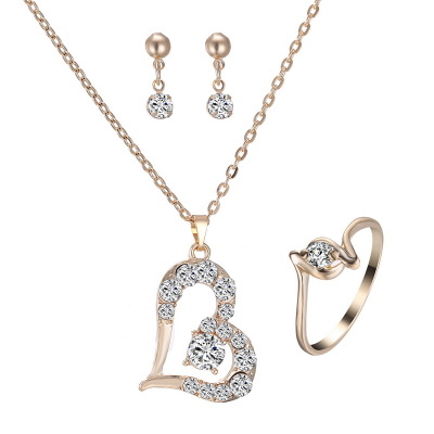 Heart Pendant Jewelry Set Rhinestone Jewellery - CJdropshipping