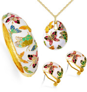 Enamel colorful butterfly necklace earrings bracelet