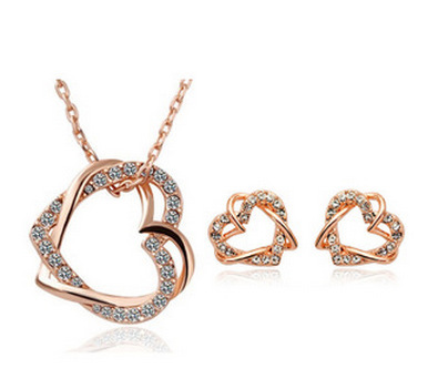 Yiwu Fashion Jewelry Factory Jewelry Customized Double Diamond Heart ...