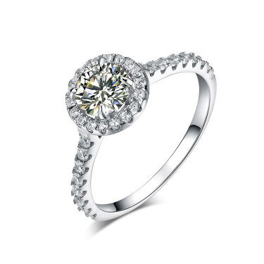 Original color diamond high simulation diamond 1 carat four claw diamond ring 925 silver mocosa diamond ring men and women engagement ring—1