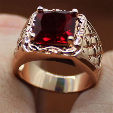 Hot new European and American plated 18k ruby engagement ring—1