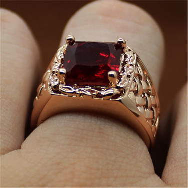 Hot new European and American plated 18k ruby engagement ring—3