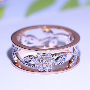 Diamond lucky flower vine leaves birthday present Bridal engagement ring engagement ring—1