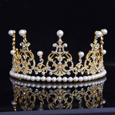 HG219 Angelababy star with a crown of crown water drill pearl alloy head decorations Wedding Bridal ornaments—8