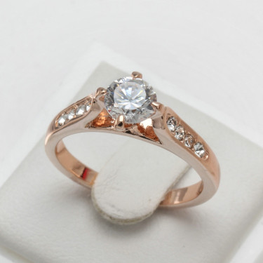 Classic foreign hot hand decorated Korean minimalist engagement rose gold plated ring Nvjie high-grade zircon—1