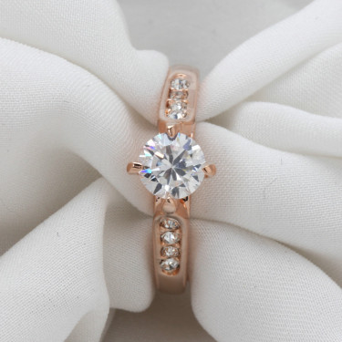 Classic foreign hot hand decorated Korean minimalist engagement rose gold plated ring Nvjie high-grade zircon—2