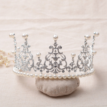 HG219 Angelababy star with a crown of crown water drill pearl alloy head decorations Wedding Bridal ornaments—4