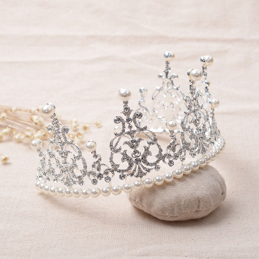 HG219 Angelababy star with a crown of crown water drill pearl alloy head decorations Wedding Bridal ornaments—5