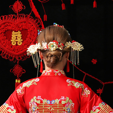 Wo Chinese wedding bride clothing show hair headdress headdress costume bride crown hair hanging dragon phoenix coronet and robes of rank—2