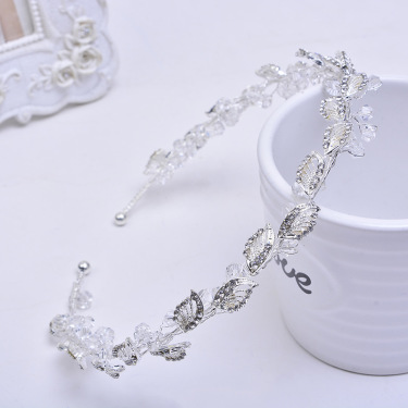Factory direct bride jewelry DIY small leaf alloy crown bride wedding hair accessories—2