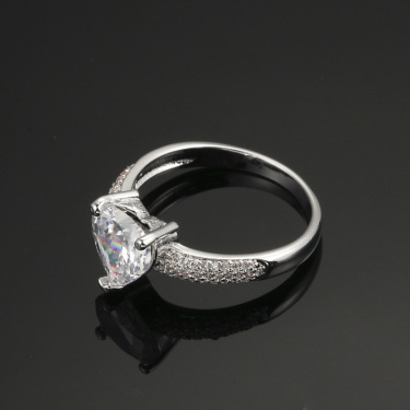 Foreign hot new jewelry explosion Nvjie engagement heart AAA zircon platinum plated ring—2
