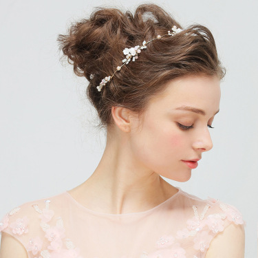 YD213 new bride wedding bridesmaid wreath headdress with crystal ornament Pearl Jewelry Headband—1
