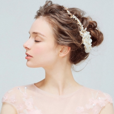 YG421 Europe Sweet Princess Pearl Wedding Bride headdress jewelry handmade wedding accessories factory—4