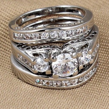 Manufacturers supply European and American couples combination ring engagement zircon ring fast selling hot pin ring burst—2