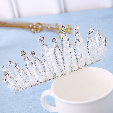 The bride wedding dress Korean jewelry accessories handmade crystal beads headdress hoop wedding custom Baroque crown—5