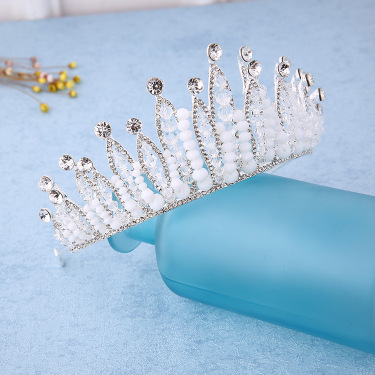 The bride wedding dress Korean jewelry accessories handmade crystal beads headdress hoop wedding custom Baroque crown—2