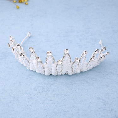 The bride wedding dress Korean jewelry accessories handmade crystal beads headdress hoop wedding custom Baroque crown—4