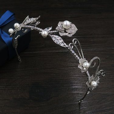 High-end luxury pearl zircon bride wedding hair ornaments wedding crown accessories—2