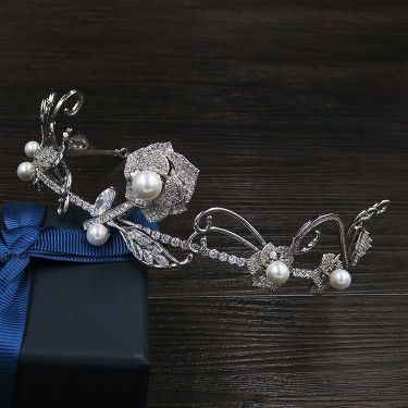 High-end luxury pearl zircon bride wedding hair ornaments wedding crown accessories—3