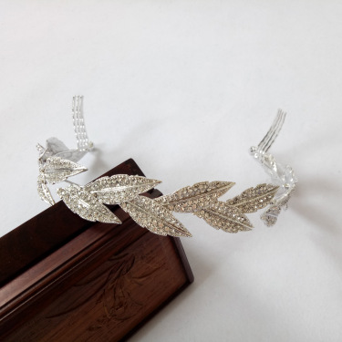 The bride leaves alloy crown diamond hoop Baroque Korean silver wedding headdress new wedding accessories—3