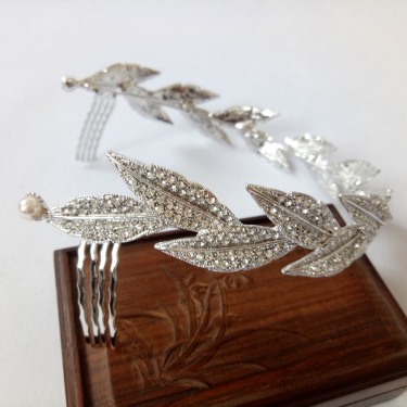 The bride leaves alloy crown diamond hoop Baroque Korean silver wedding headdress new wedding accessories—4