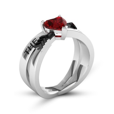 Zhen Rong new, European and American THE ONE arrow ring love Cupid's arrow red ruby engagement ring woman—3