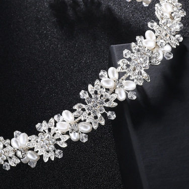 European and American Wedding handmade fashion head ornament water drill alloy pearl hair bridal wedding accessories—2