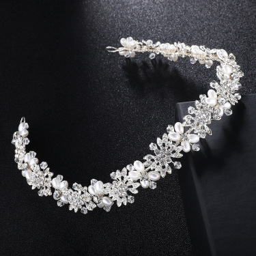 European and American Wedding handmade fashion head ornament water drill alloy pearl hair bridal wedding accessories—3