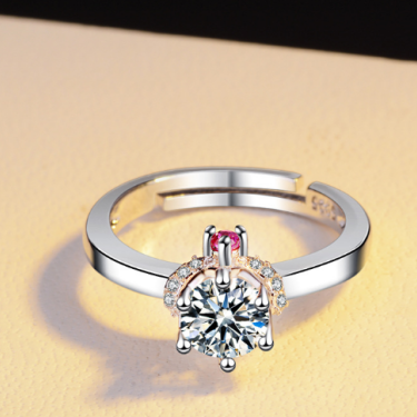 Classic six claw single diamond ring simulation plated 18k white goldring diamond engagement ring—2