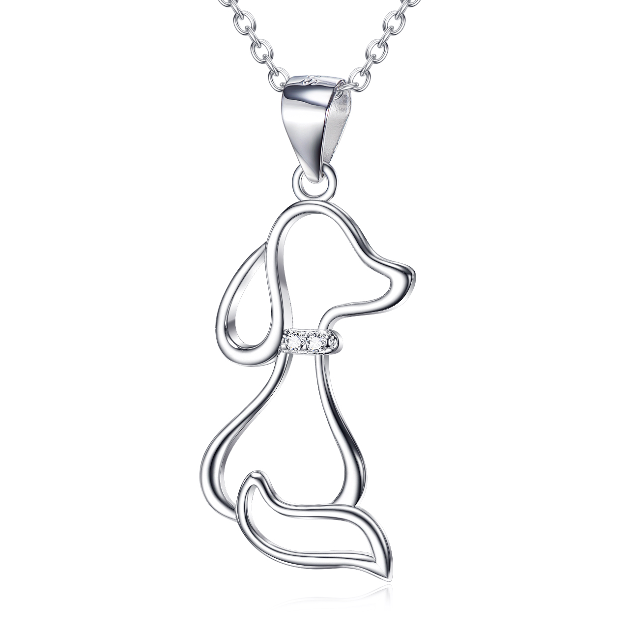 Ladies 925 Sterling Silver Jewelry Dog Necklace CJdropshipping