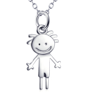 Cartoon Little Boy Pendant 925 Sterling Silver Necklace