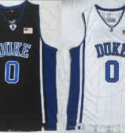 NCAA Duke University No. 0 Jersey Celtic Team Tatum Black Embroidered White Jersey