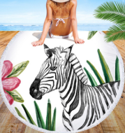 European and American zebra beach towel microfiber round beach towel yoga mat