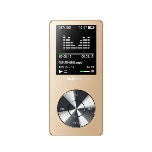 body color: Golden, Memory capacity: 4GB - Mp3 lossless music player multi-language card Walkman recorder