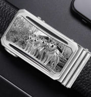 Men's Custom Photo (Black And White) Buckle Cow Leather Belt