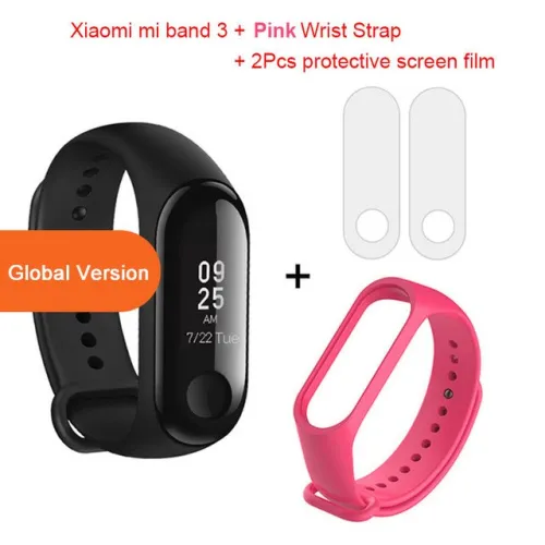 style: Add rose red wrist strap - Global Version Xiaomi mi band 3 Fitness Tracker Smart Bracelet 0.78 OLED Touch Screen 50M Waterproof miband 3 Xiomi band 3