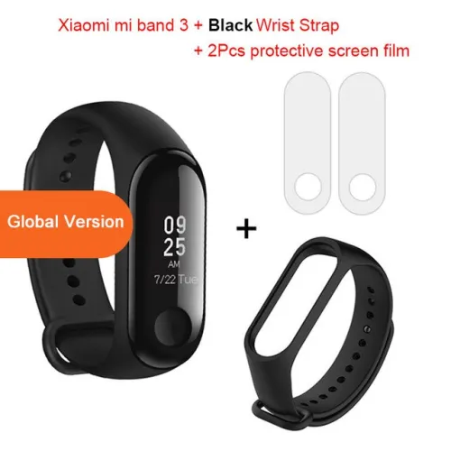 style: Add black wrist strap - Global Version Xiaomi mi band 3 Fitness Tracker Smart Bracelet 0.78 OLED Touch Screen 50M Waterproof miband 3 Xiomi band 3