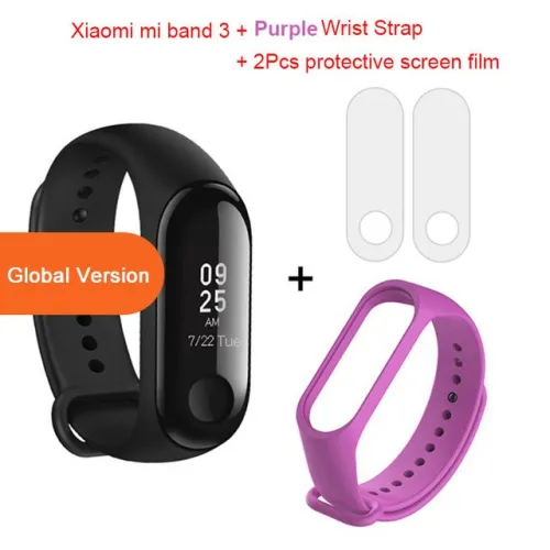 style: Add purple wrist strap - Global Version Xiaomi mi band 3 Fitness Tracker Smart Bracelet 0.78 OLED Touch Screen 50M Waterproof miband 3 Xiomi band 3