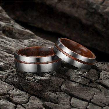 Silver Brown Wedding Ring—2