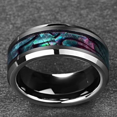 Tungsten Gold Ring With Black Veneer Plating—3
