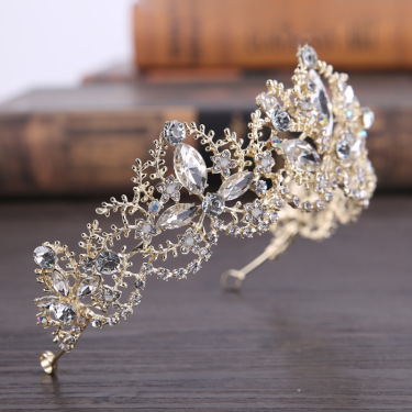 New Fashion Baroque Luxury Crystal AB Bridal Crown Tiara Light Gold Tiara Tiaras for Women Bride Hair Wedding Accessories—3