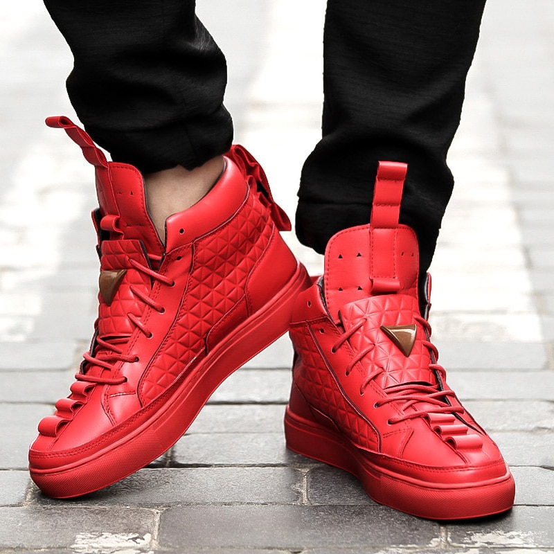 New Spring Autumn Men red black white Casual Shoes Men High Tops ...