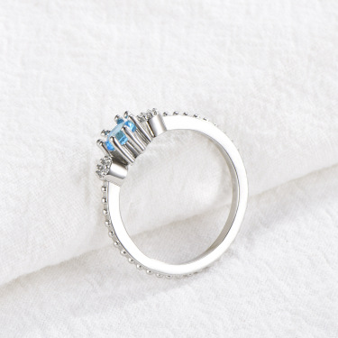 ROMAD Ocean Blue Rhinestone Rings Women Size 105 Gold Silver Finger Rings for Wedding Engagement Simple Bohemian Rings—3