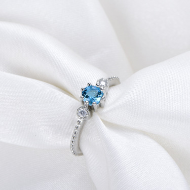 ROMAD Ocean Blue Rhinestone Rings Women Size 105 Gold Silver Finger Rings for Wedding Engagement Simple Bohemian Rings—2