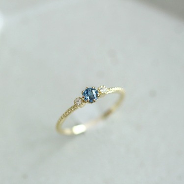 ROMAD Ocean Blue Rhinestone Rings Women Size 105 Gold Silver Finger Rings for Wedding Engagement Simple Bohemian Rings—1