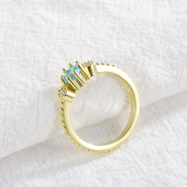 ROMAD Ocean Blue Rhinestone Rings Women Size 105 Gold Silver Finger Rings for Wedding Engagement Simple Bohemian Rings—4