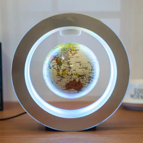 Color: White - Round LED World Map Floating Globe Magnetic Levitation Light Anti Gravity Magic