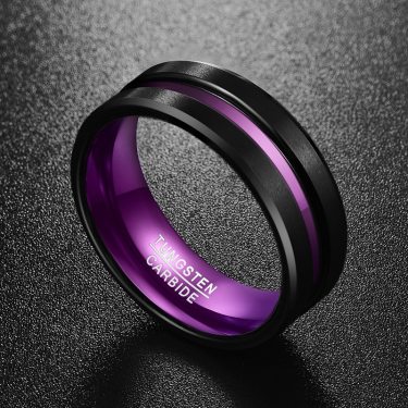 Purple inner ring frosted groove men's ring tungsten carbide—4